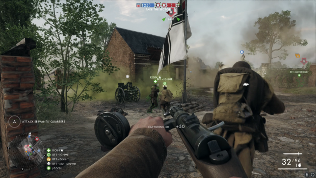 Gemeinsam mit Kameraden nehmen wir eine Flagge ein. (Screenshot: Golem.de)